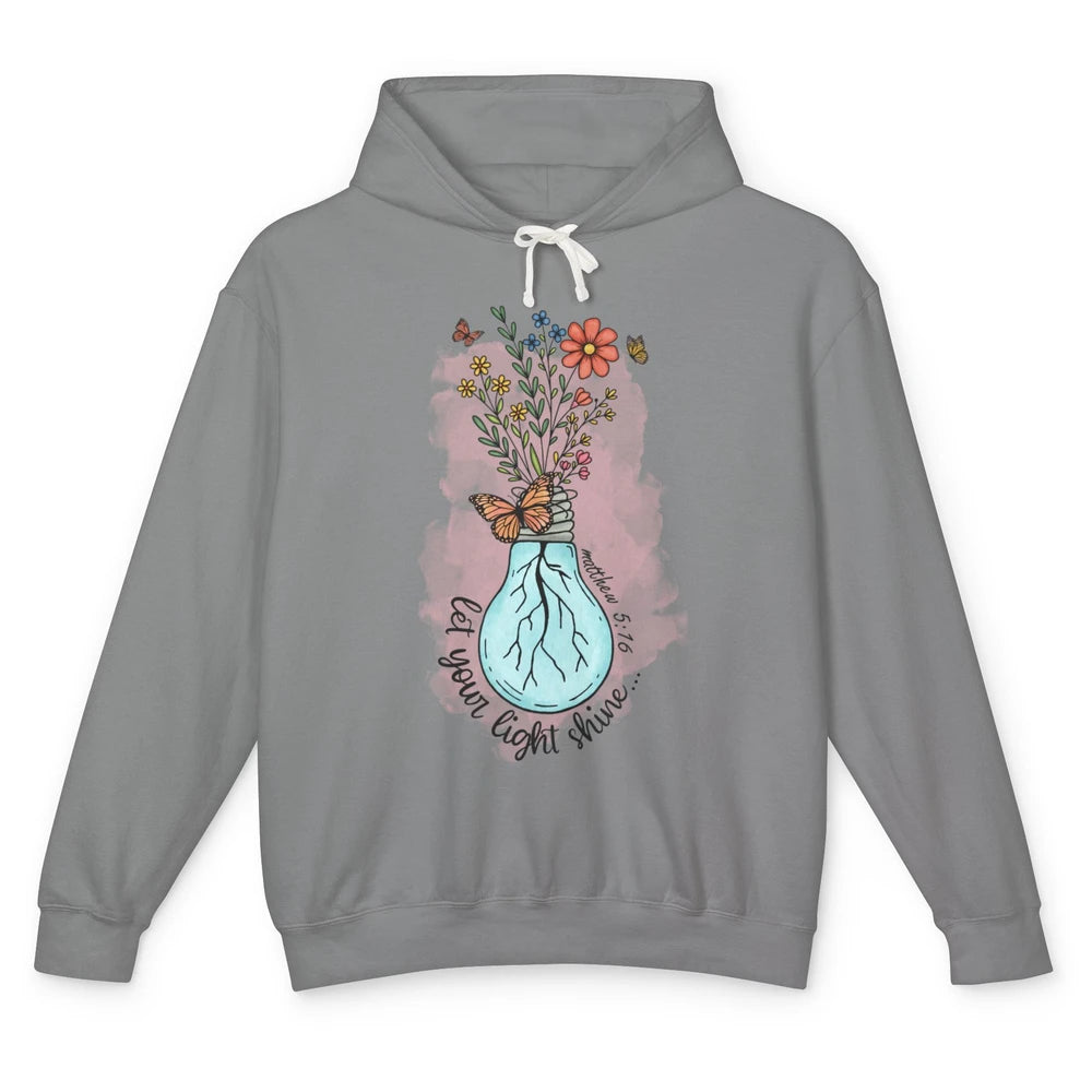 Wildflower Light Bulb Let Light Shine Christian Minimal God Unisex Lightweight Hoodie