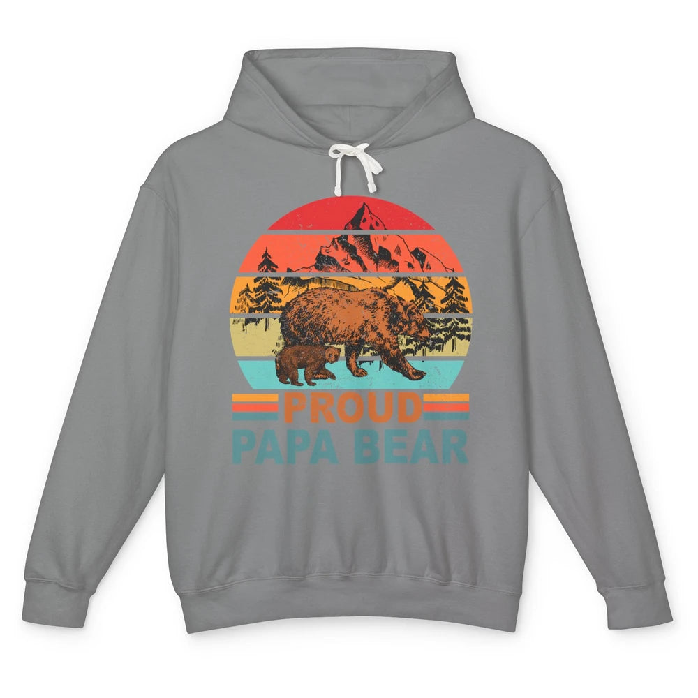 Vintage Mountain Proud Papa Bear Baby Bear Fathers Day Unisex Lightweight Hoodie