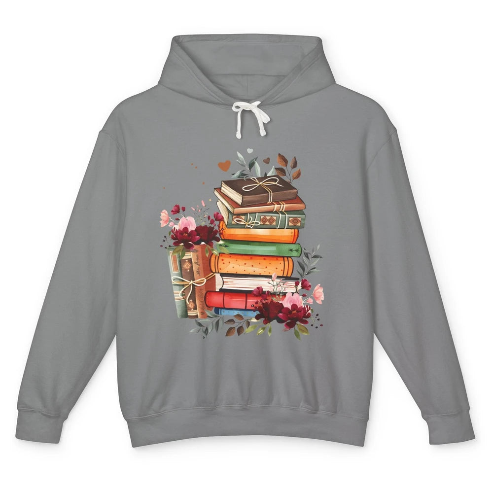 Books Floral Librarian Book Wildflower Bookworm Book Lovers Unisex Lightweight Hoodie