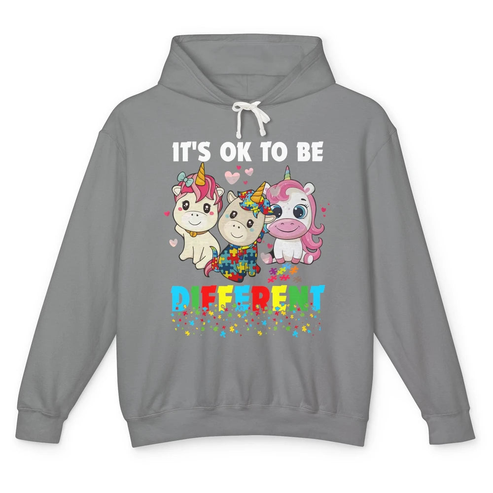 Autism Awareness Puzzles Baby Unicorn Okay To Be Different Unisex Lightweight Hoodie