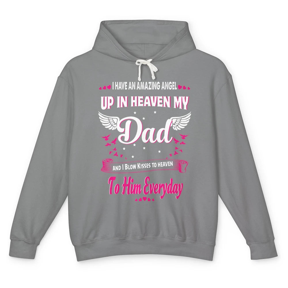 Heaven Beautiful Dad In Heaven Angel Wings Father Guardian Unisex Lightweight Hoodie