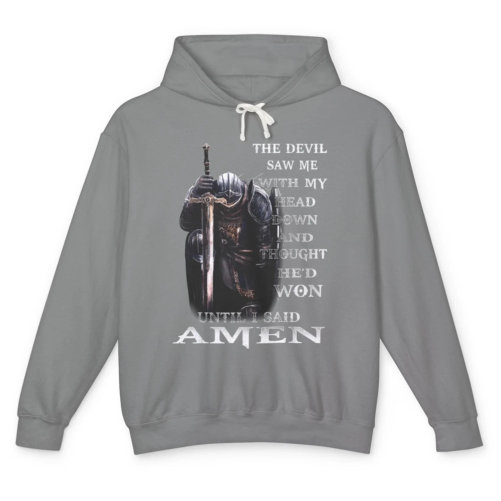 Knight Templar Lion Devil Saw Me With My Head Down Christian Unisex Lightweight Hoodie