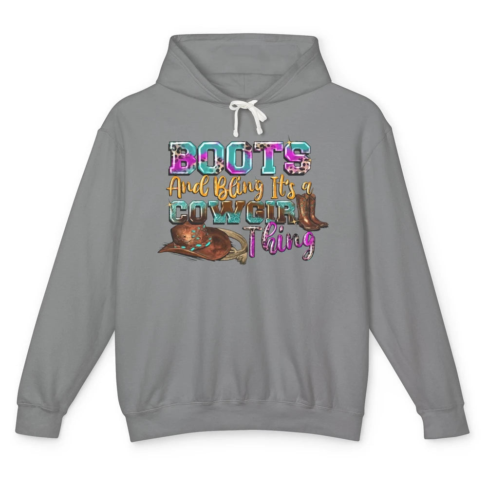 Leopard Boots And Bling It's A Cowgirl Thing Western Country Unisex Lightweight Hoodie