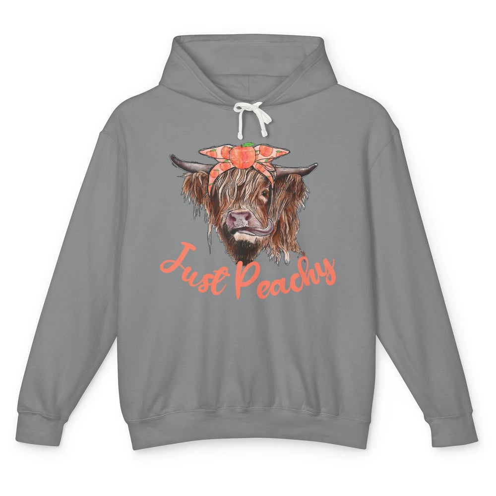 Highland Cow Bandana Just Peachy Western Country Peach Lover Unisex Lightweight Hoodie