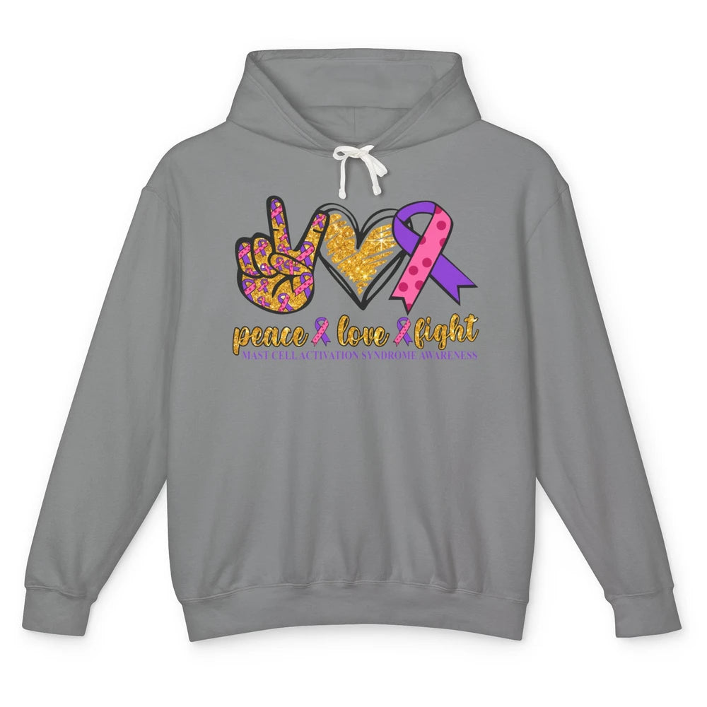 Mast Cell Activation Syndrome Awareness Peace Love Fight Unisex Lightweight Hoodie