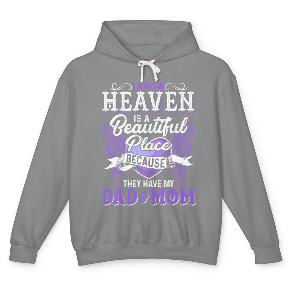 Heaven Beautiful Dad And Mom In Heaven Angel Wings Guardian Unisex Lightweight Hoodie