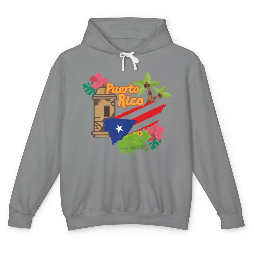 Leopard Flower Puerto Rico Flag Frog Summer Puerto Rican Unisex Lightweight Hoodie