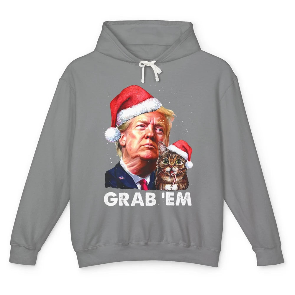 Funny Trump Cat Santa Grab' Em Trump Lovers Christmas Unisex Lightweight Hoodie