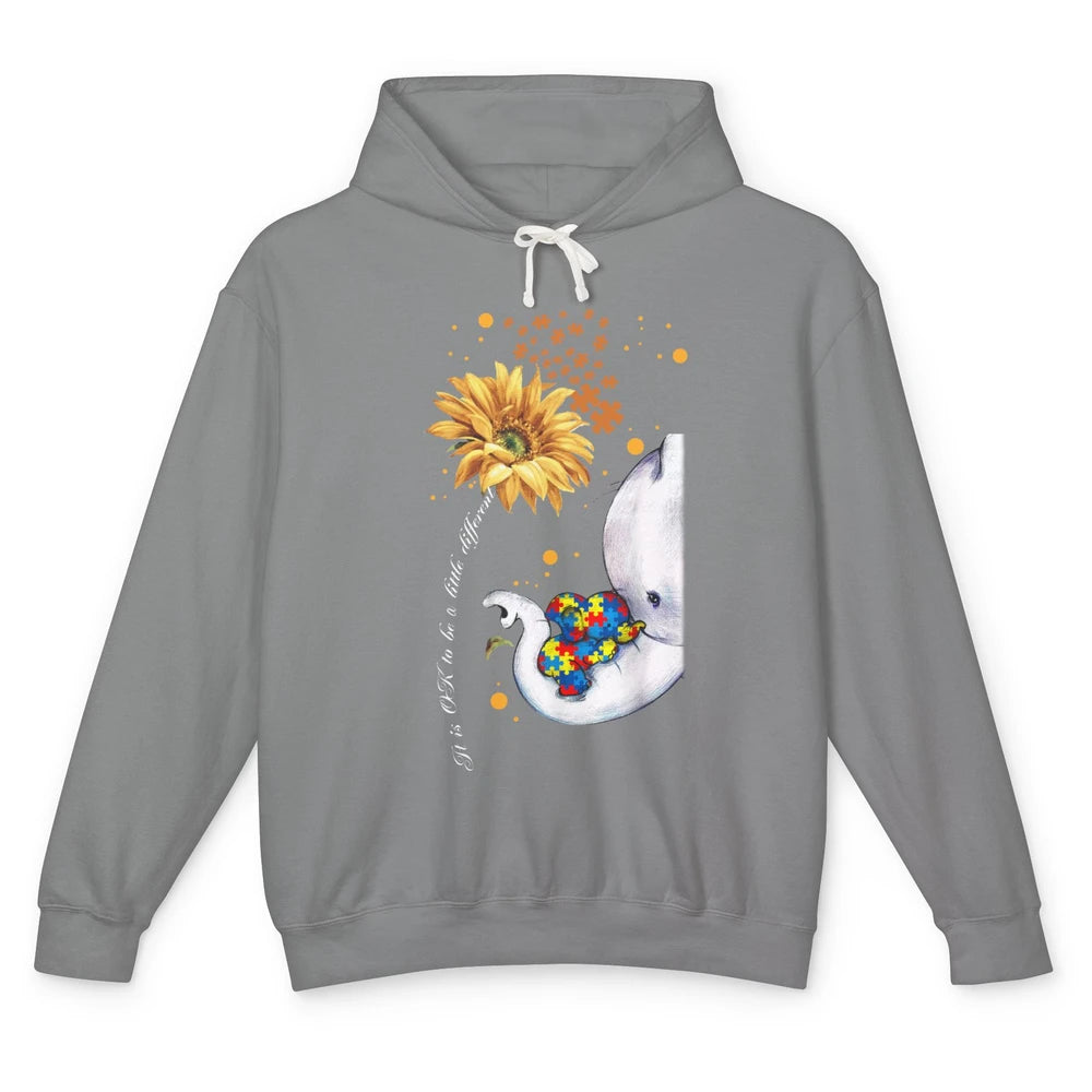 Sunflower Autism Elephant Mom It's Okay To Be Different Unisex Lightweight Hoodie