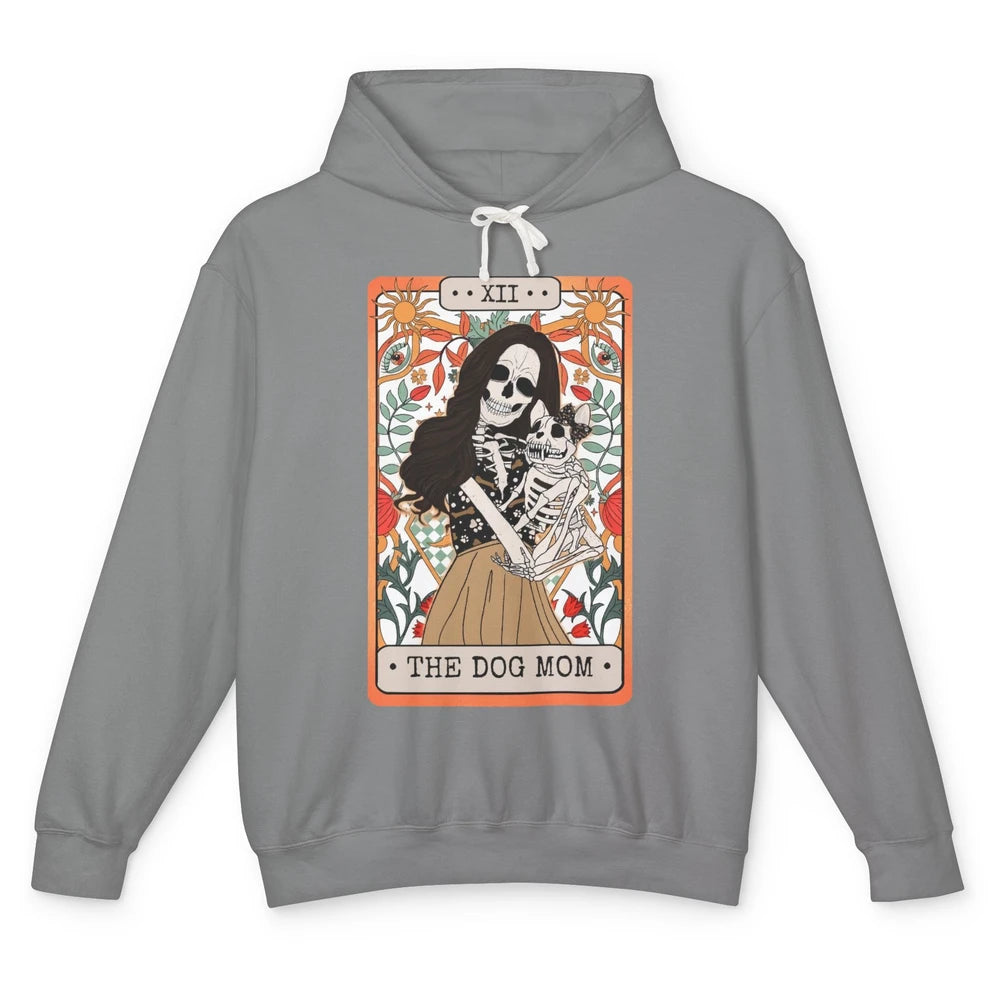 Retro Skeleton Tarot Card The Dog Mom Halloween Dog Lovers Unisex Lightweight Hoodie