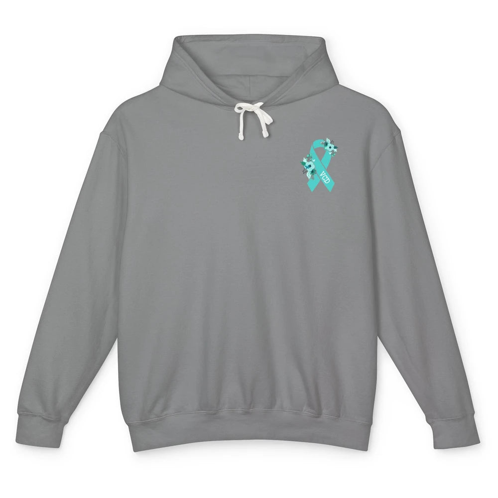 Vocal Cord Dysfunction Awareness Floral Teal Ribbon Rainbow Unisex Lightweight Hoodie