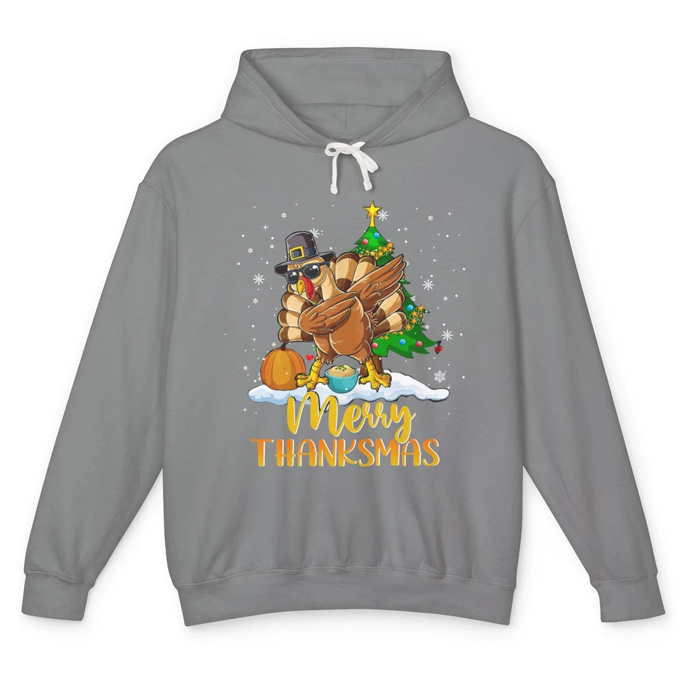 Funny Turkey Merry Thanksmas Christmas Thanksgiving Gift Unisex Lightweight Hoodie