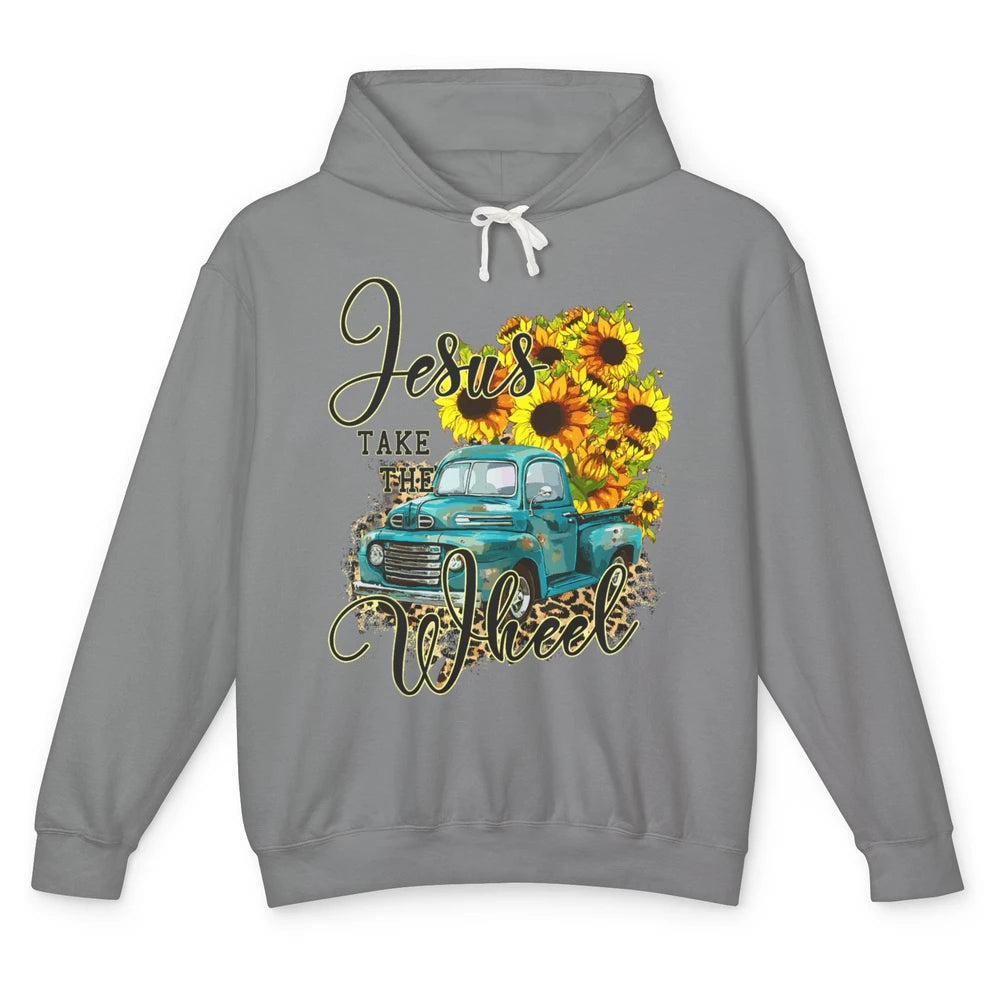 Sunflower Jesus Take The Wheel Christian Leopard God Bible Unisex Lightweight Hoodie