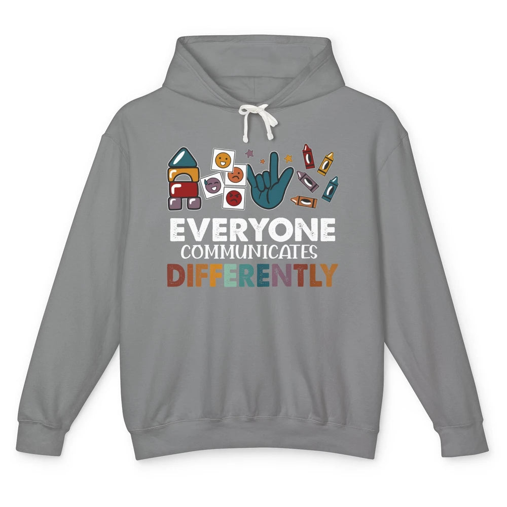 Sped Teacher ABA Everyone Communicates Differently Para BCBA Unisex Lightweight Hoodie