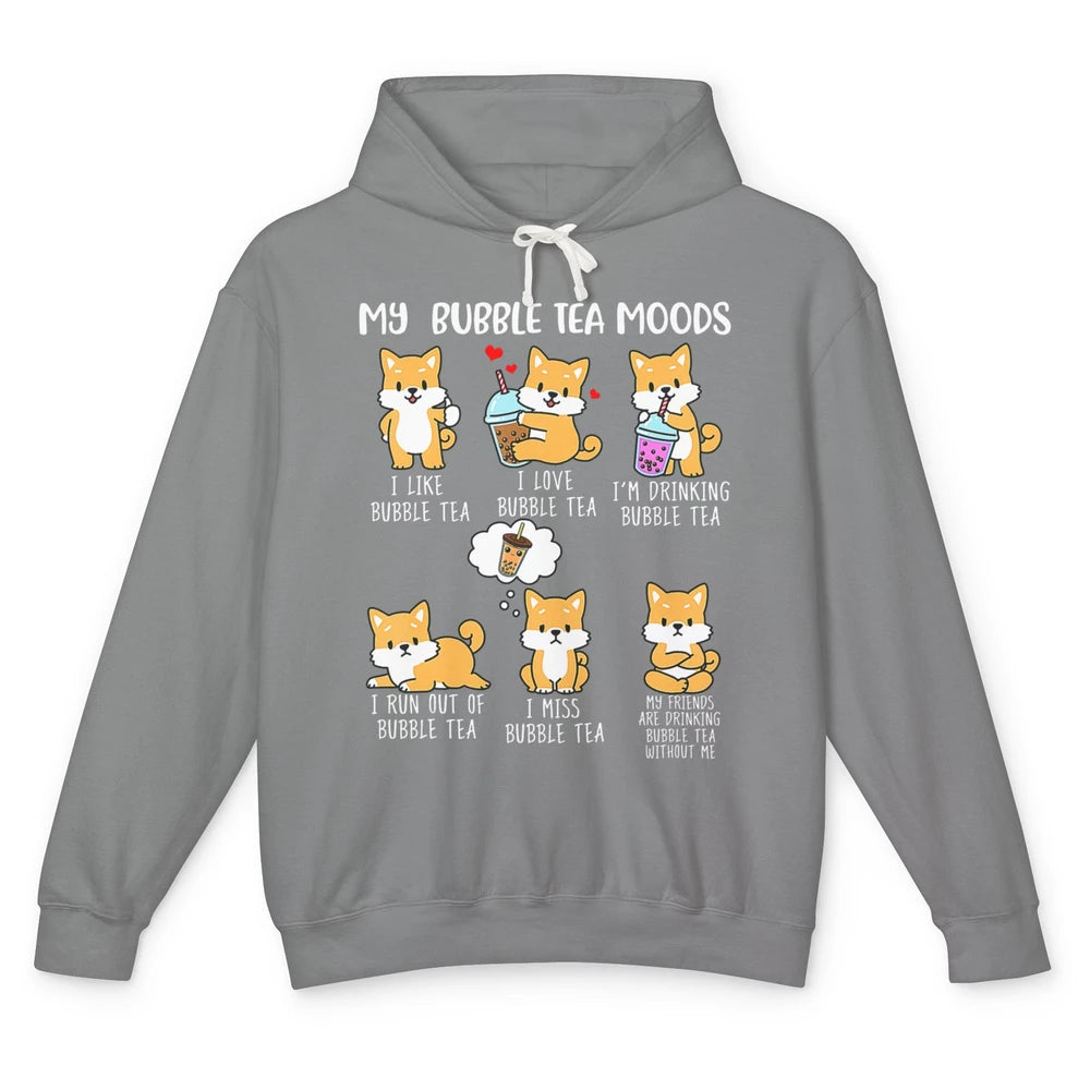 Funny Shiba Inu Bubble Tea Mood Dog Kawaii Cute Puppy Anime Unisex Lightweight Hoodie