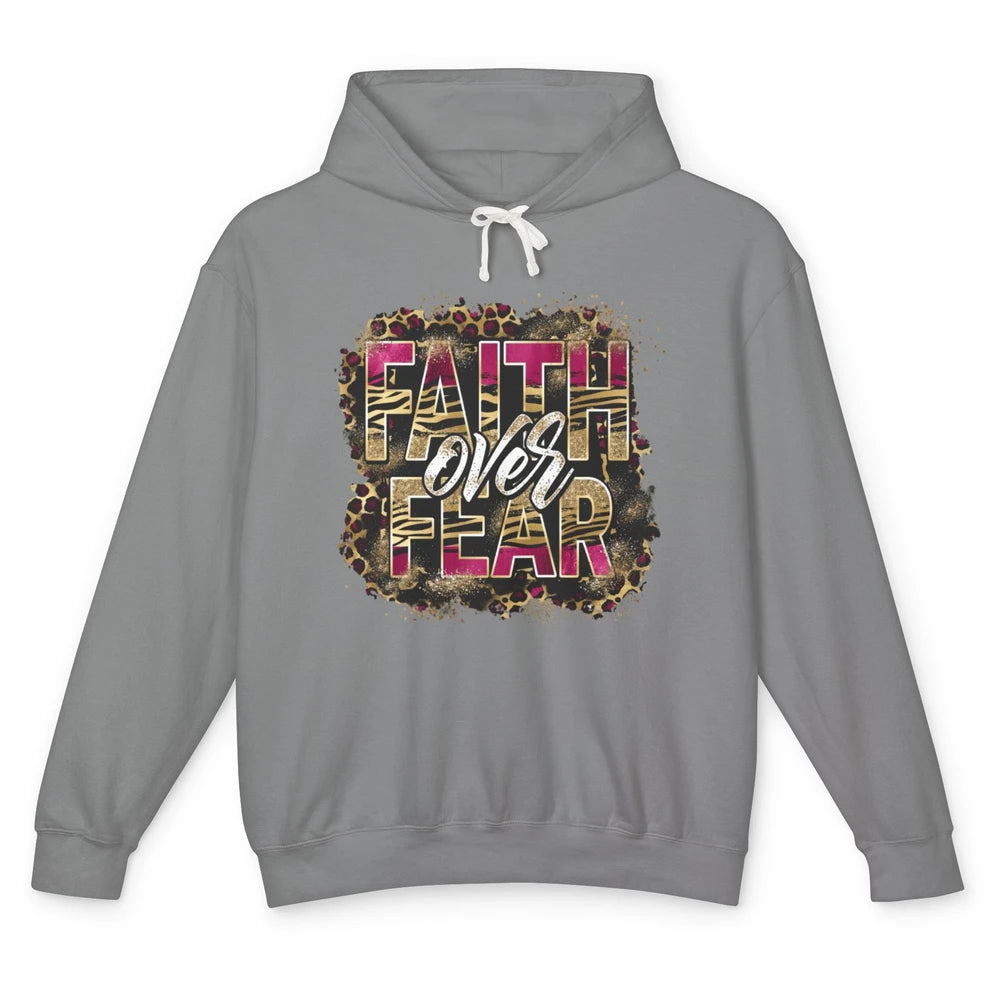 Leopard Faith Over Fear Christian Jesus Christ God Bible Unisex Lightweight Hoodie