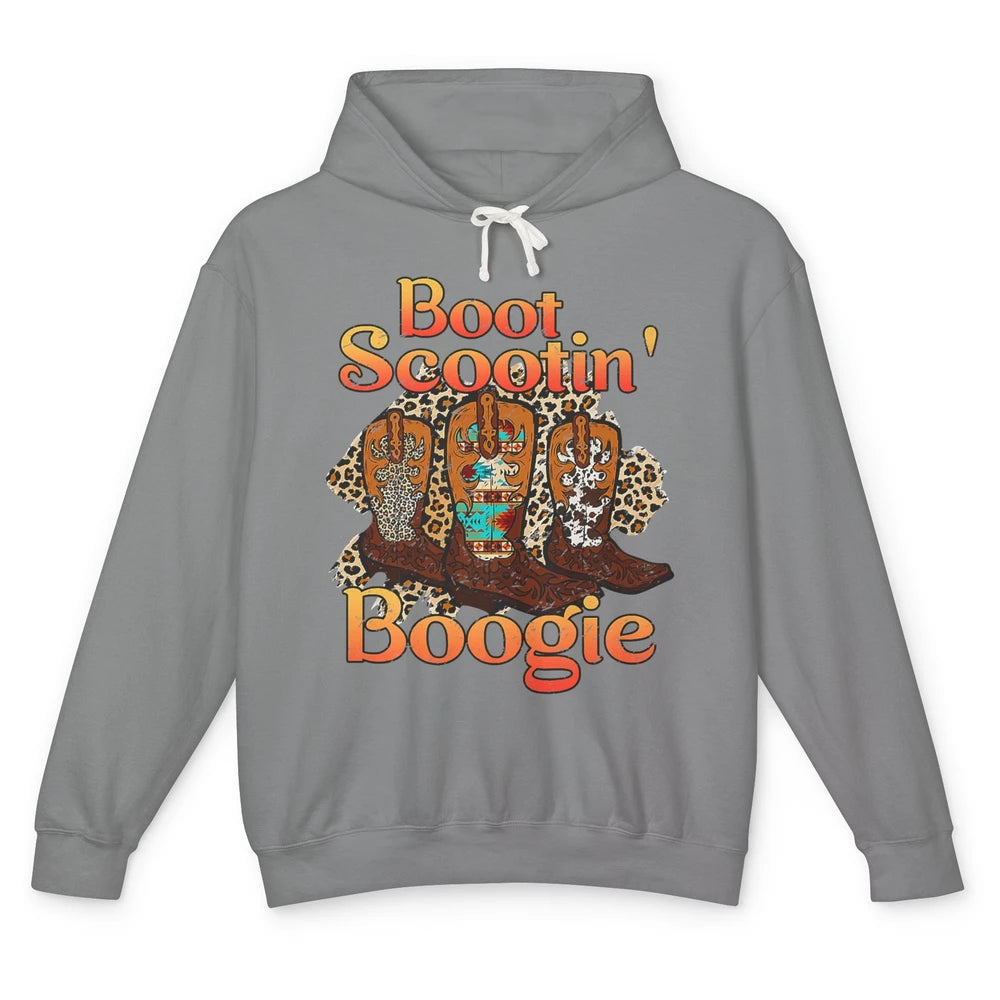 Leopard Cowboy Boots Rodeo Scooting Boogie Western Country Unisex Lightweight Hoodie