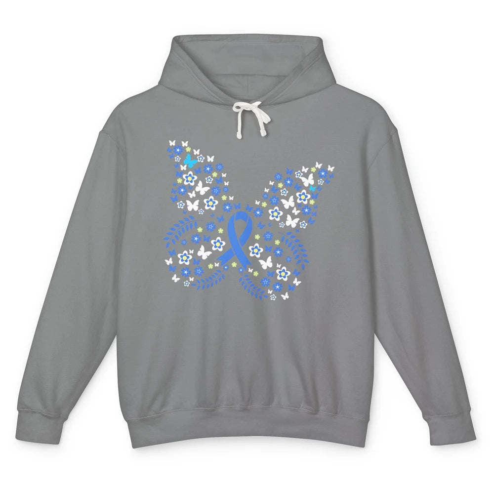 Butterfly Colon Warrior Colorectal Cancer Dark Blue Ribbon Unisex Lightweight Hoodie