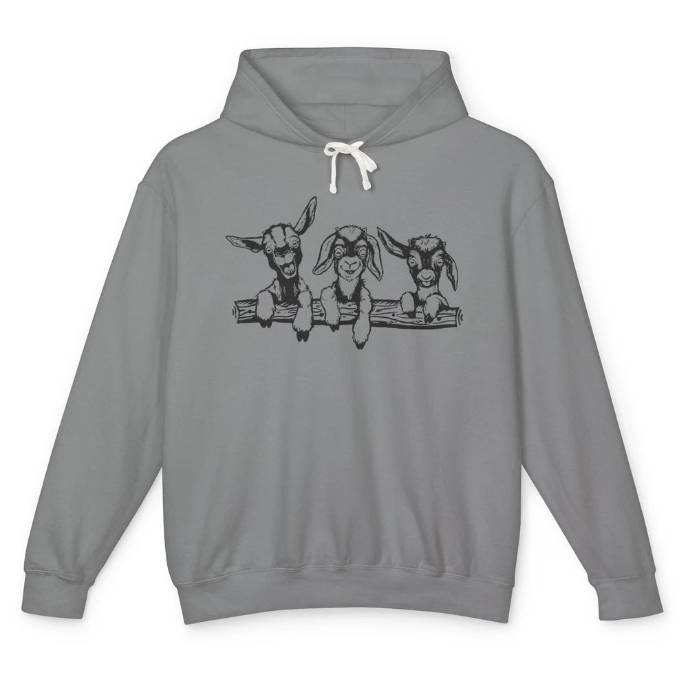 Cute Goats Farm Animal Retro Goat Mom Baby Goat Lovers Gift Unisex Lightweight Hoodie