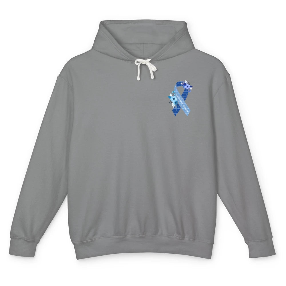 Castleman Disease Awareness Floral Blue Ribbon Rare Disease Unisex Lightweight Hoodie