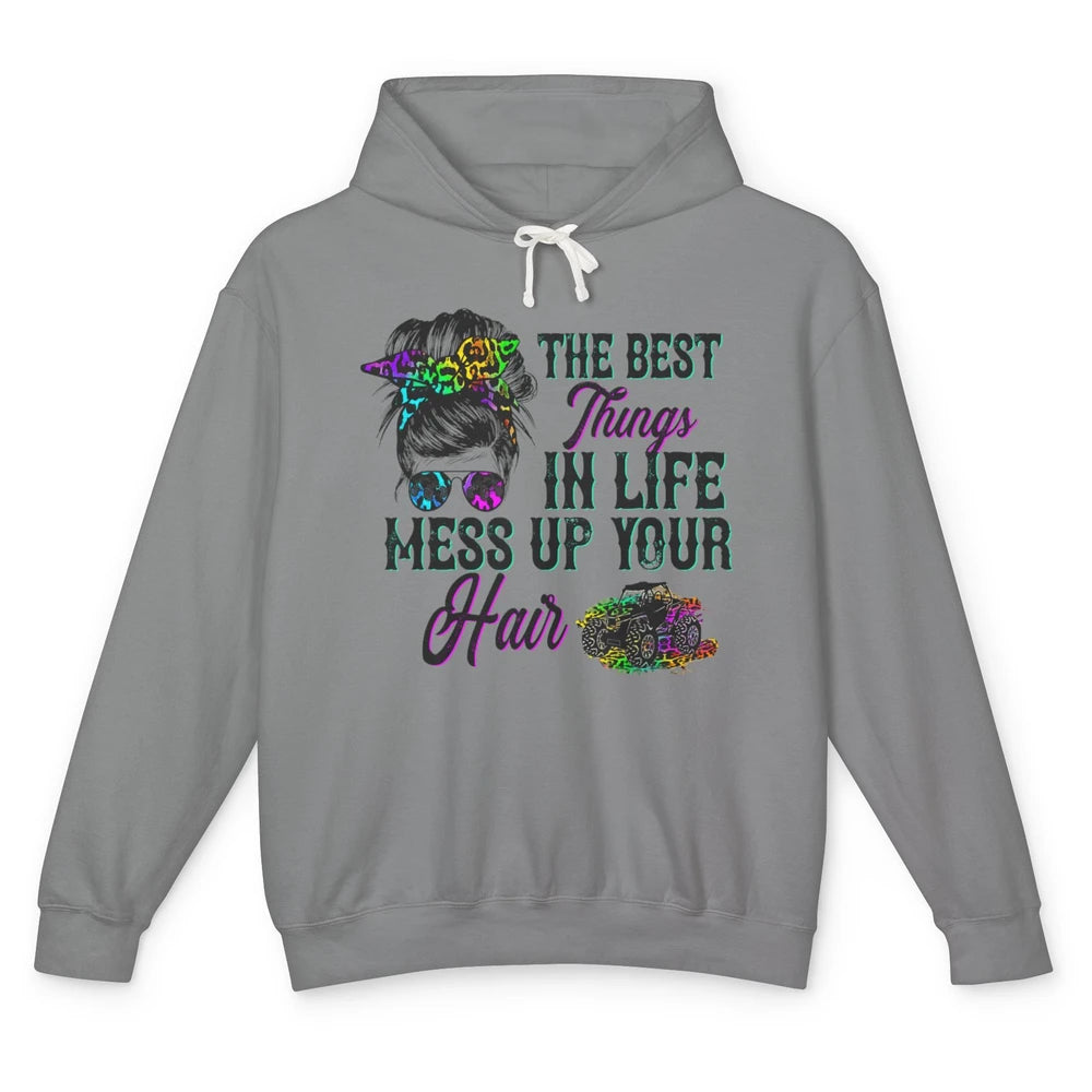 Messy Bun Mess Up Hair UTV SXS Life Rider Offroad Leopard Unisex Lightweight Hoodie