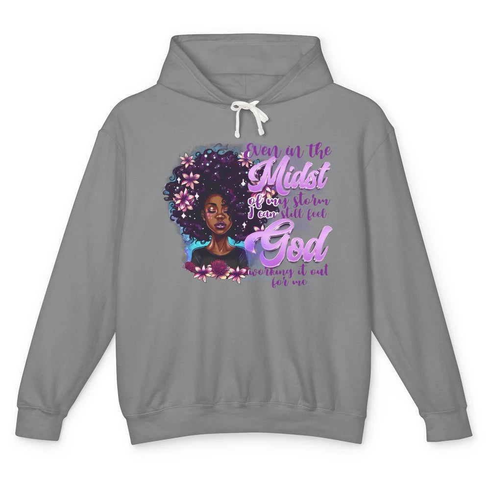 Black Girl In The Midst Of Storm I See God Christian Belief Unisex Lightweight Hoodie