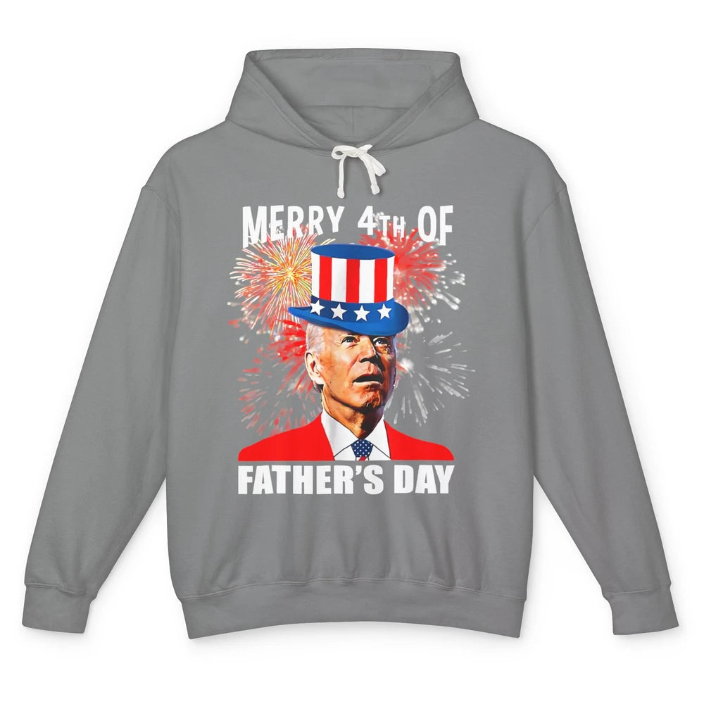 Funny Joe Biden Merry 4th Of Father's Day Fireworks Anti Joe Unisex Lightweight Hoodie