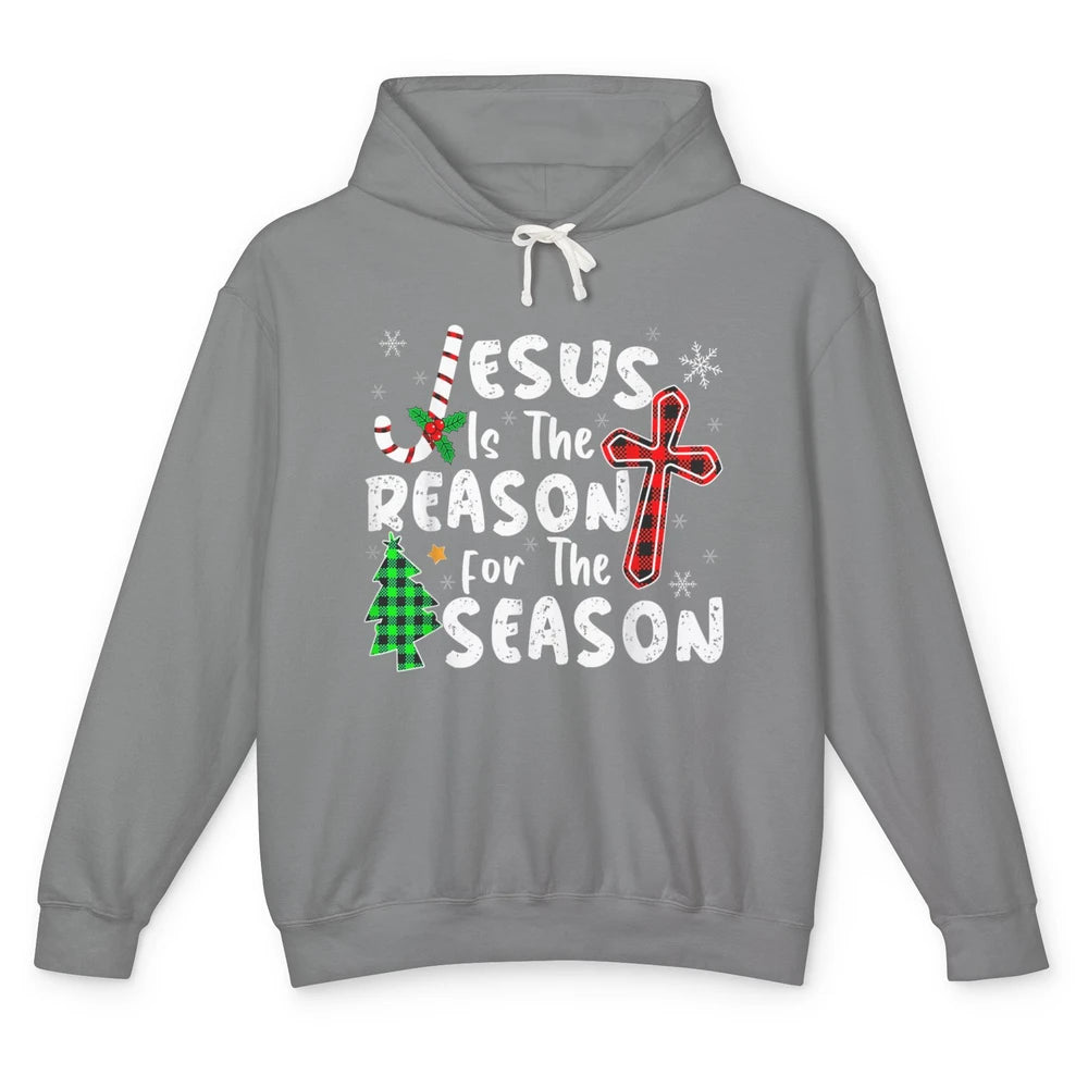 Merry Christmas Jesus The Reason For Season Xmas Cross Candy Unisex Lightweight Hoodie