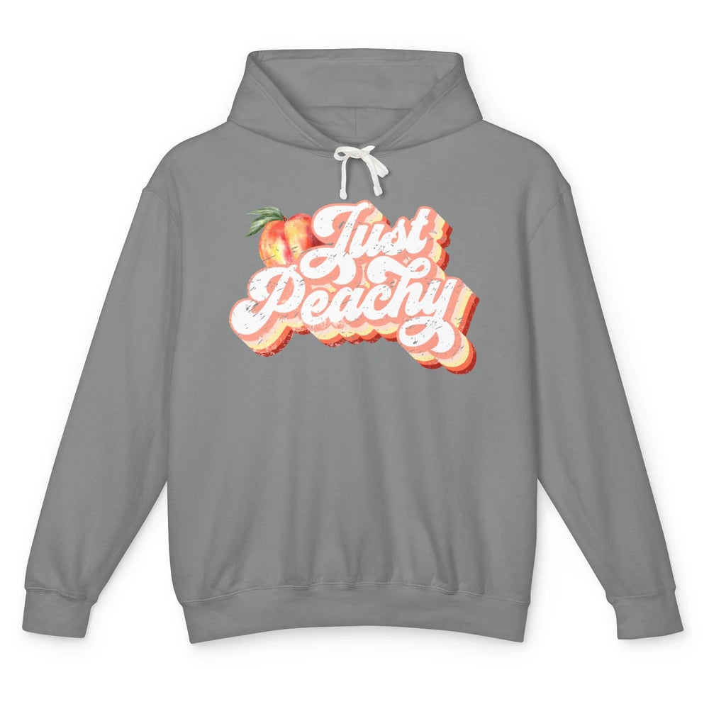 Just Peachy Retro 70s Georgia Peaches Summer Fruit Unisex Lightweight Hoodie