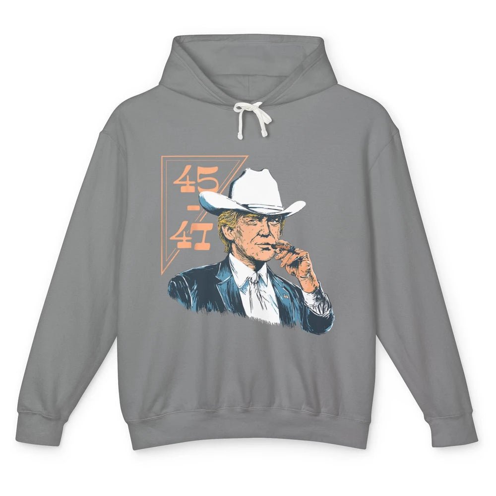 Donald Trump 2024 45 47 Vintage Cowboy Rodeo Western Country Trump Political Unisex Lightweight Hoodie