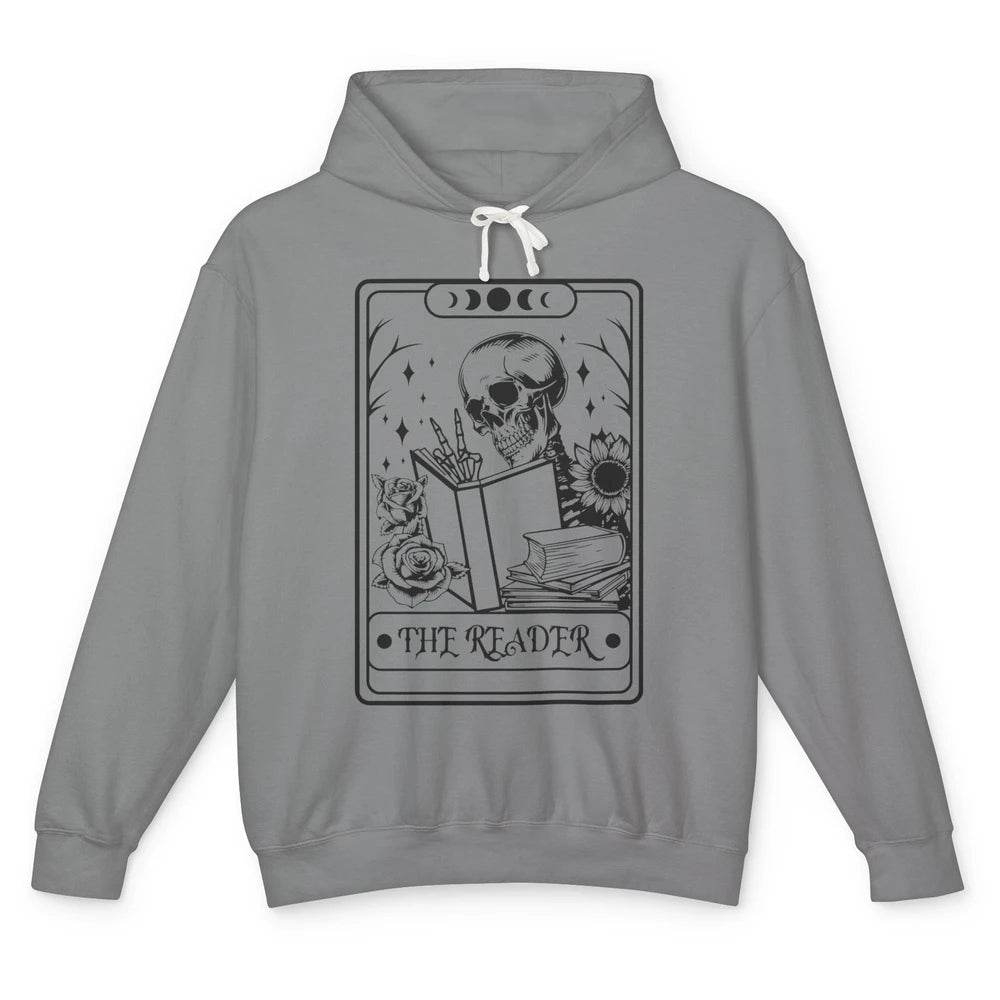 Retro Skeleton The Reader Tarot Card Halloween Romance Book Unisex Lightweight Hoodie