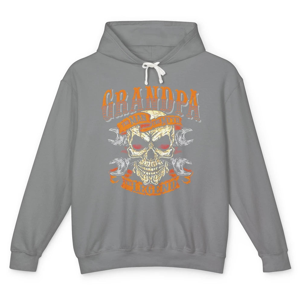 Father's Day Grandpa The Man The Myth The Legend Skull Unisex Lightweight Hoodie