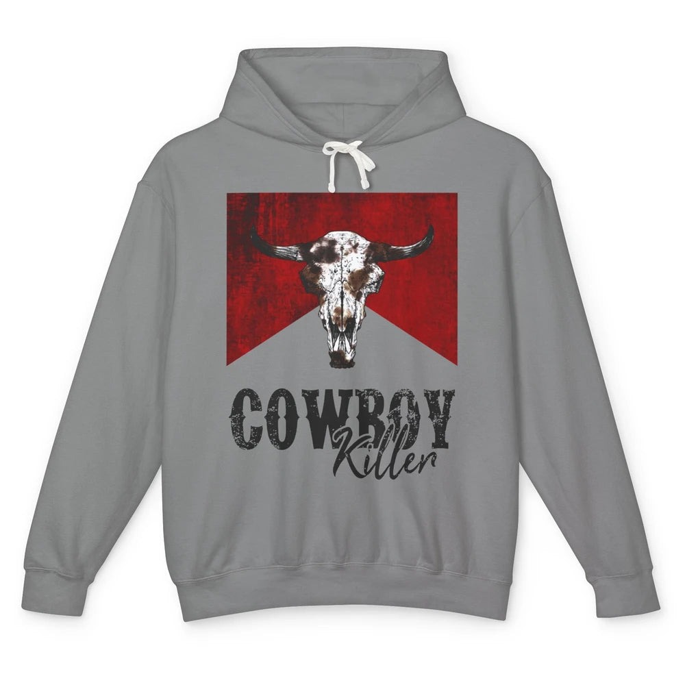 Retro Cow Skull Cowboy Killer Western Country Cowgirl Gift Unisex Lightweight Hoodie