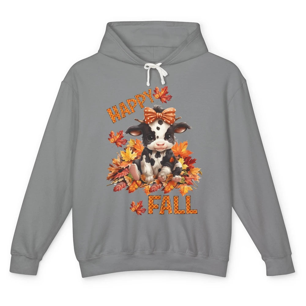 Cute Baby Cow Bandana Hay Fall Pumpkin Thanksgiving Autumn Unisex Lightweight Hoodie