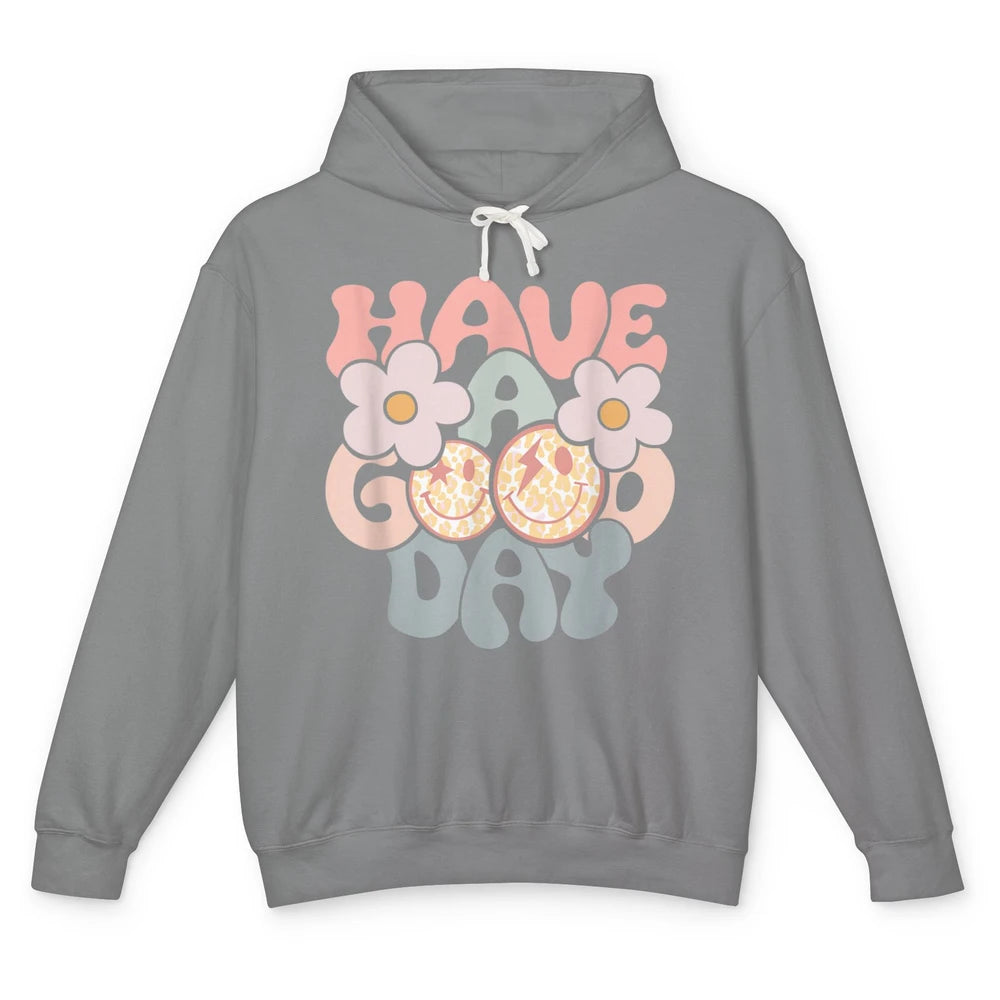 Smiling Face Daisy Have Good Day Retro Positive Motivation Unisex Lightweight Hoodie