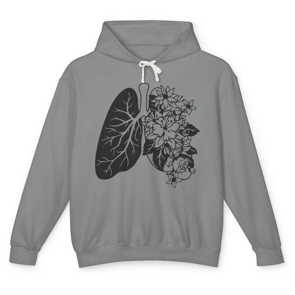 Anatomical Lungs Floral Breathe Respiratory Therapy RT Unisex Lightweight Hoodie