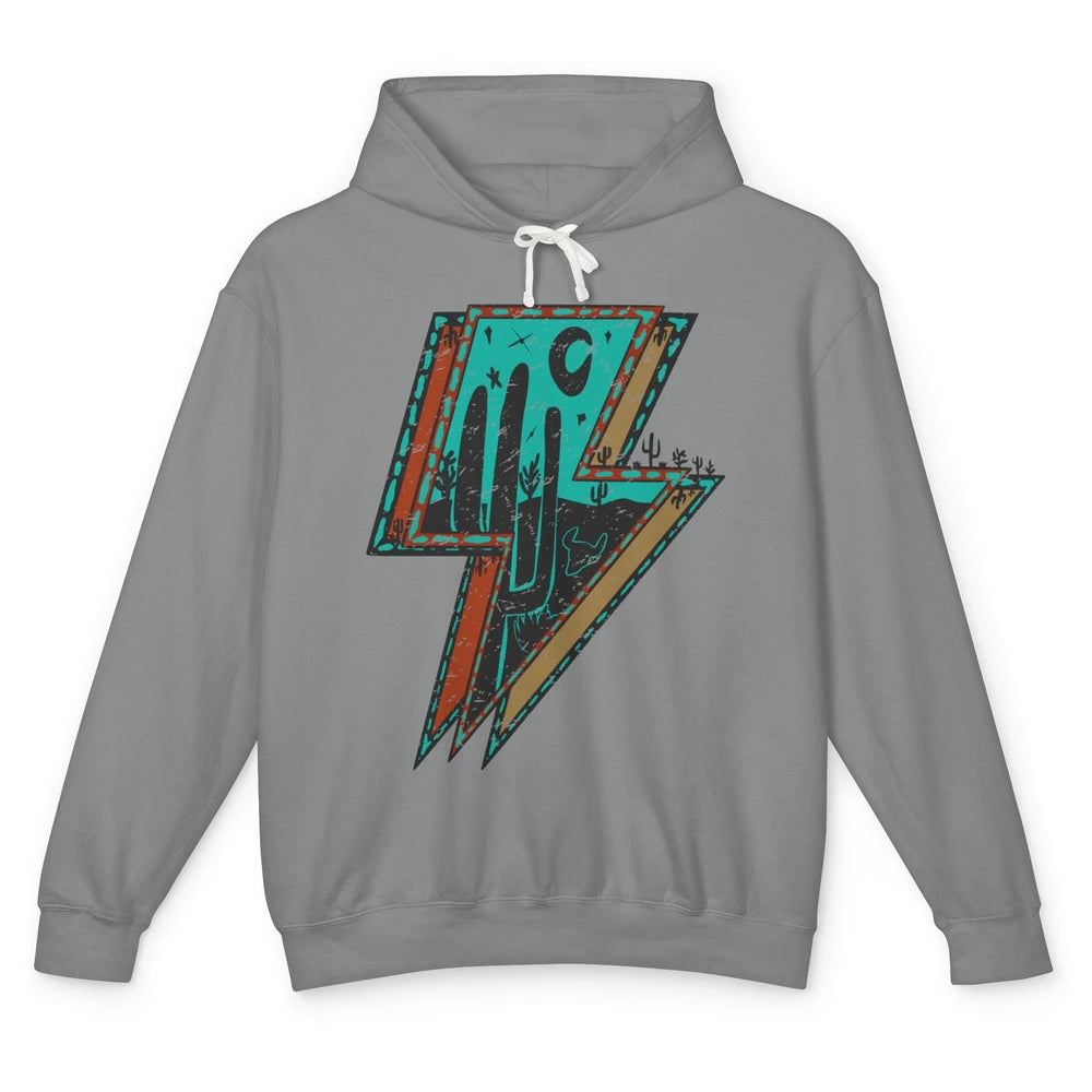 Desert Night Turquoise Lightning Bolt Western Country Girl Unisex Lightweight Hoodie