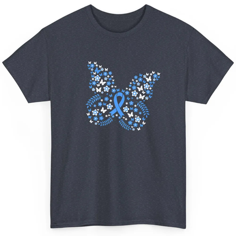 Cool Butterfly Warrior Blue Ribbon Prostate Cancer Awareness Classic Unisex T-Shirt