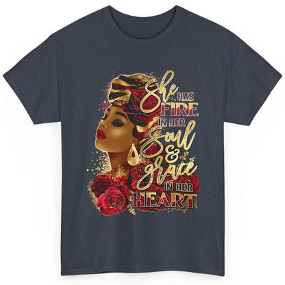 Floral Black Woman She Has Fire In Her Soul Afro Religious Classic Unisex T-Shirt