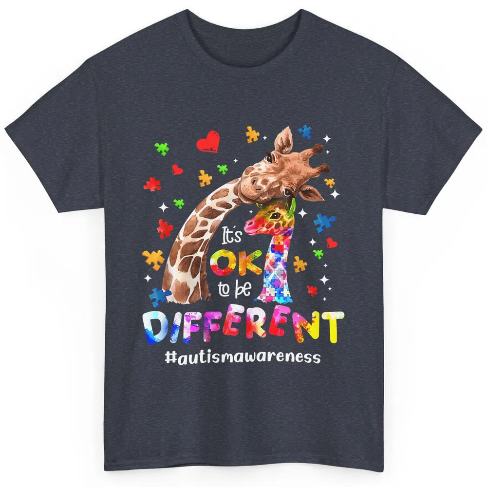 Autism Giraffe Mom It's Okay To Be Different Neurodiversity Classic Unisex T-Shirt