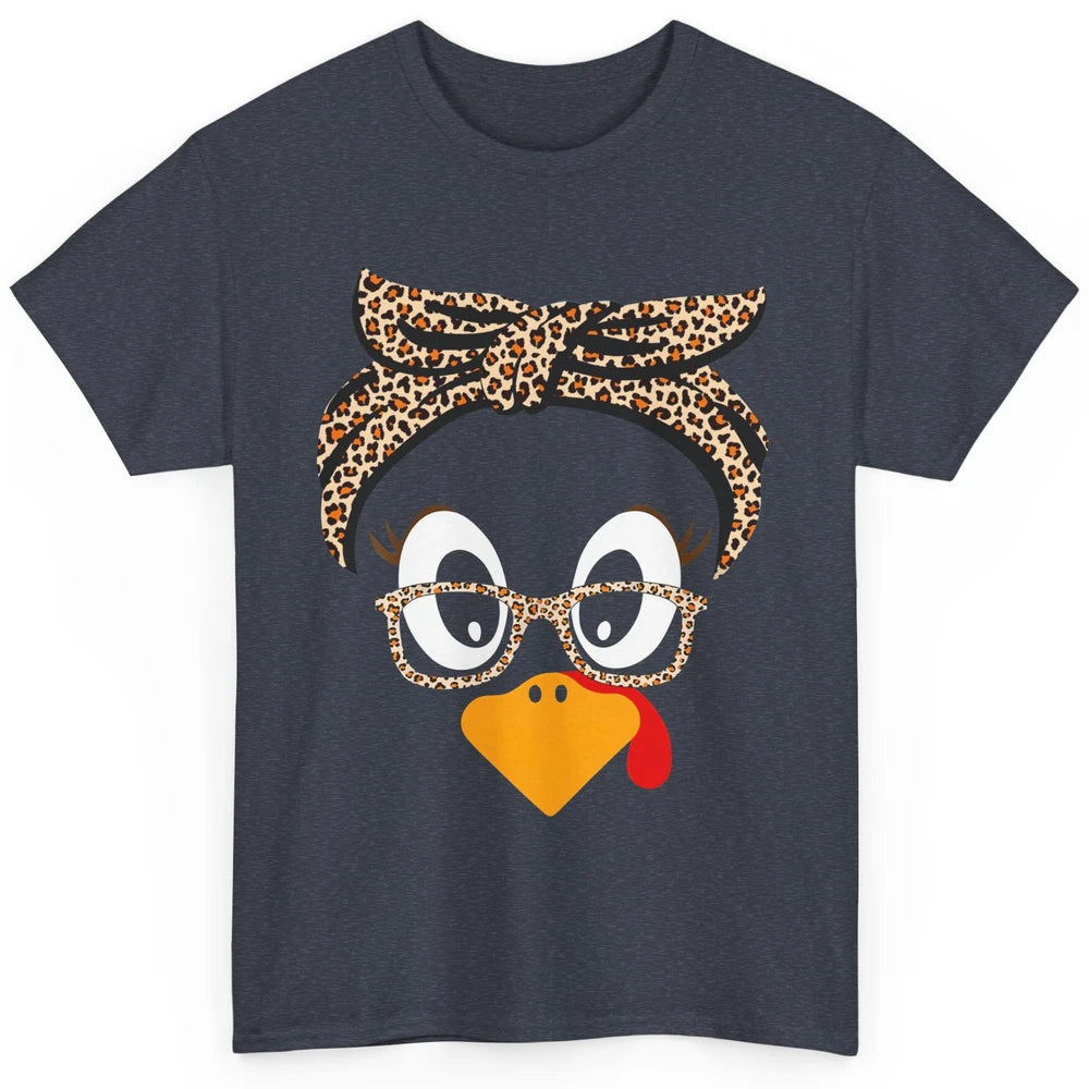 Cute Turkey Mom Leopard Glasses Thanksgiving Fall Turkey Day Classic Unisex T-Shirt