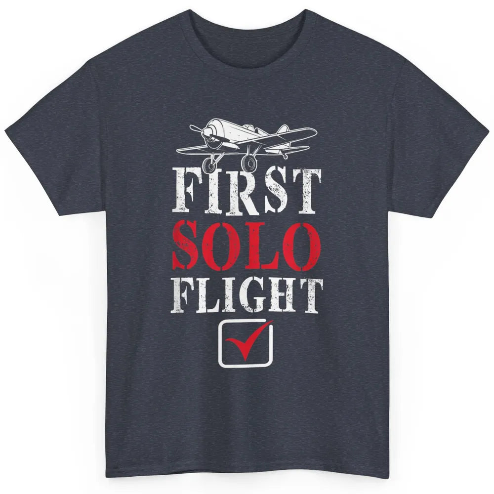 First Solo Flight Check New Pilot Aeronaut Vintage Airplane Classic Unisex T-Shirt