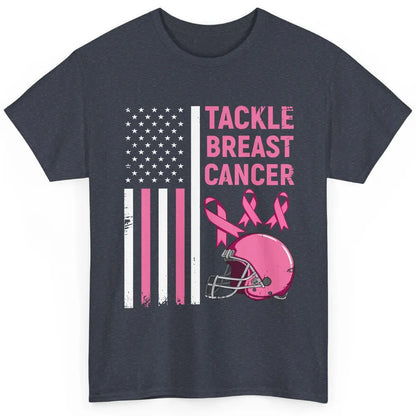 Tackle Breast Cancer US Flag Football Helmet Pink Ribbon Classic Unisex T-Shirt