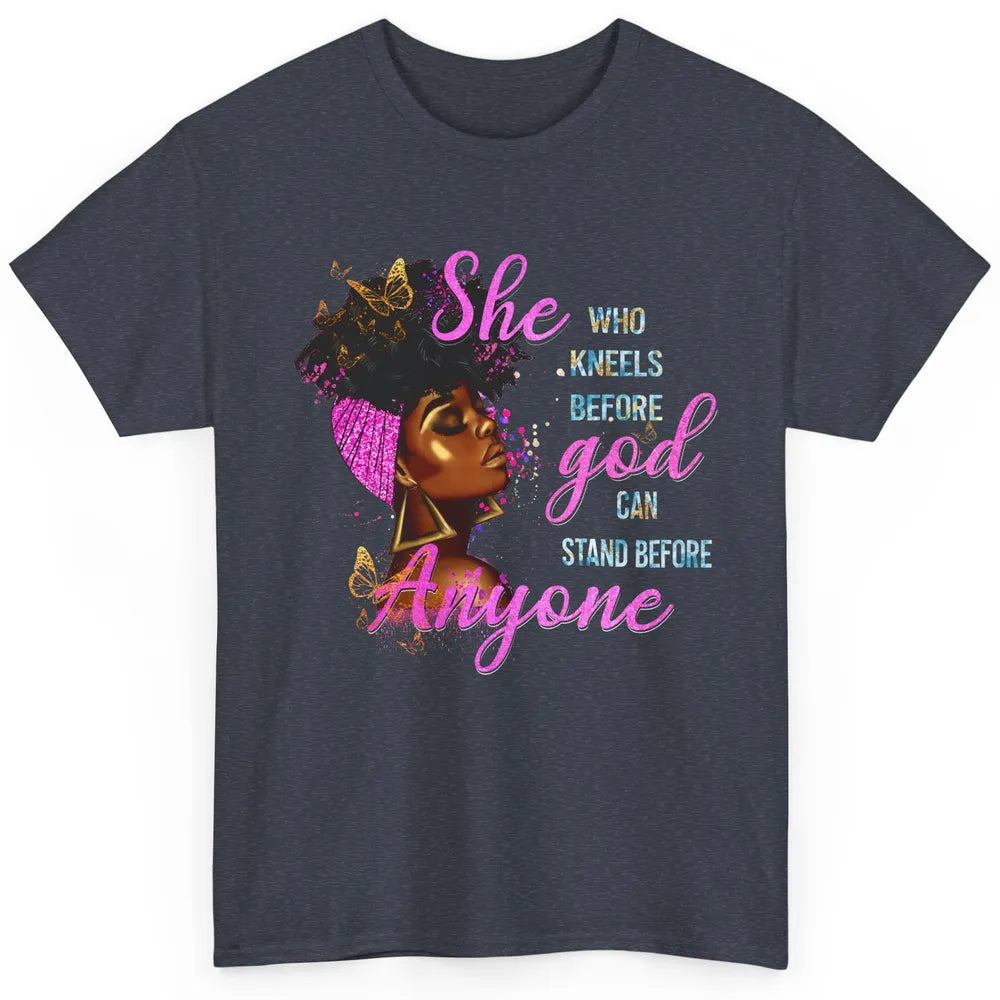 Black Girl She Who Kneels Before God Christian Afro Women Classic Unisex T-Shirt