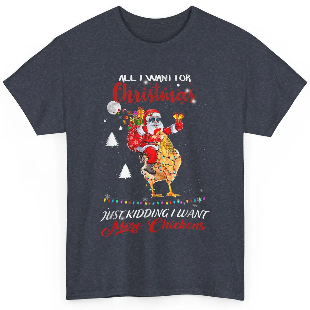 Merry Christmas Funny Santa Claus Riding Chicken Xmas Vibes Classic Unisex T-Shirt