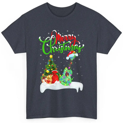 Merry Christmas Funny Ukulele Xmas Lights Santa Hat Music Classic Unisex T-Shirt