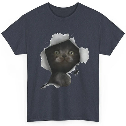 Funny Breaking Through Black Cat Sarcastic Hiding Kitten Classic Unisex T-Shirt