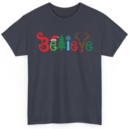 Funny Santa Claus Hat Believe Snowflakes Christmas Costume Classic Unisex T-Shirt