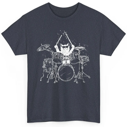 Funny Cat Drummer Playing Drums Cute Kitten Music Player Classic Unisex T-Shirt