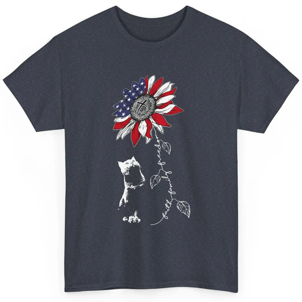 Cat Sunflower 4th Of July Patriotic Faith Family Freedom Classic Unisex T-Shirt